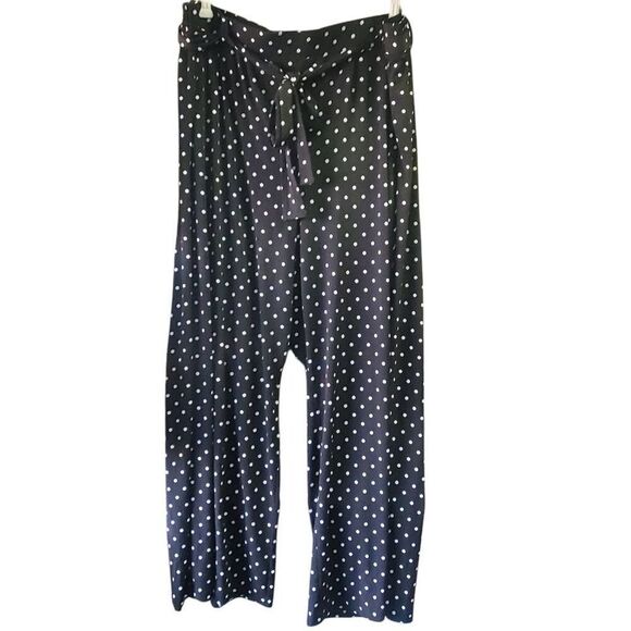Womens Torrid Black And White Polka Dot Wide Leg Tie Front Pants Size 3X - Picture 1 of 7